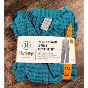 Hurley Women's 2-Peice Lightweight Swim Cover Up Set, Green, Size XXL